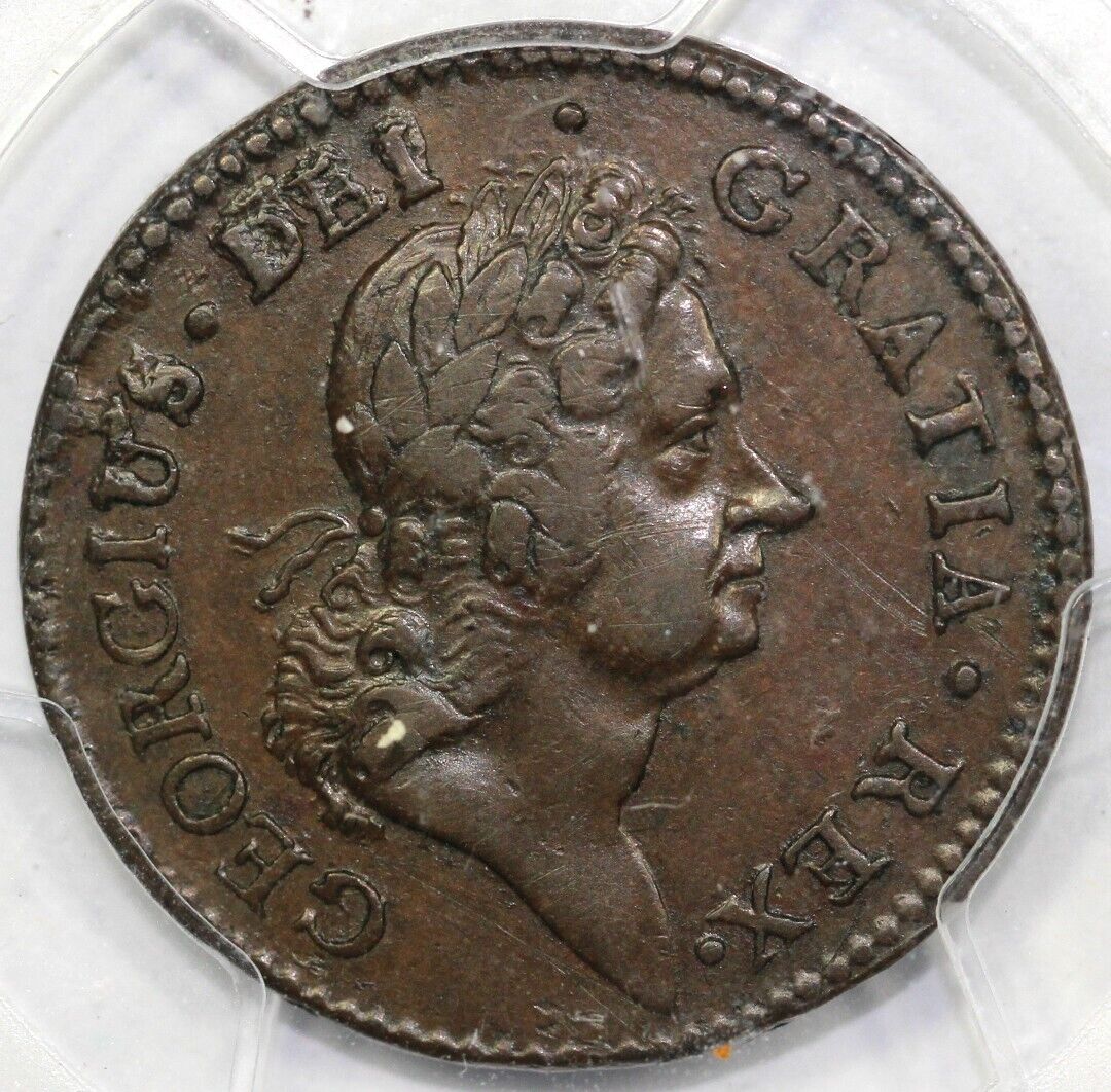 1722 1/2p 4.3-Bc.1 Woods Hibernia Harp Left PCGS AU 53