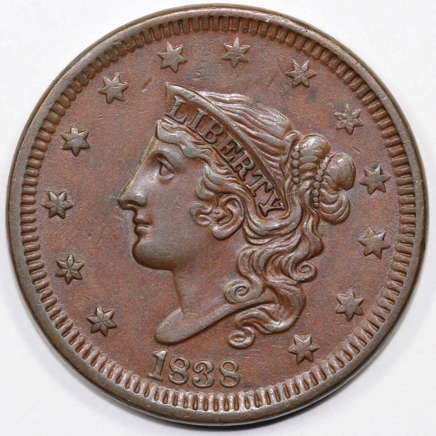 1838 1c Coronet or Matron Head Large Cent