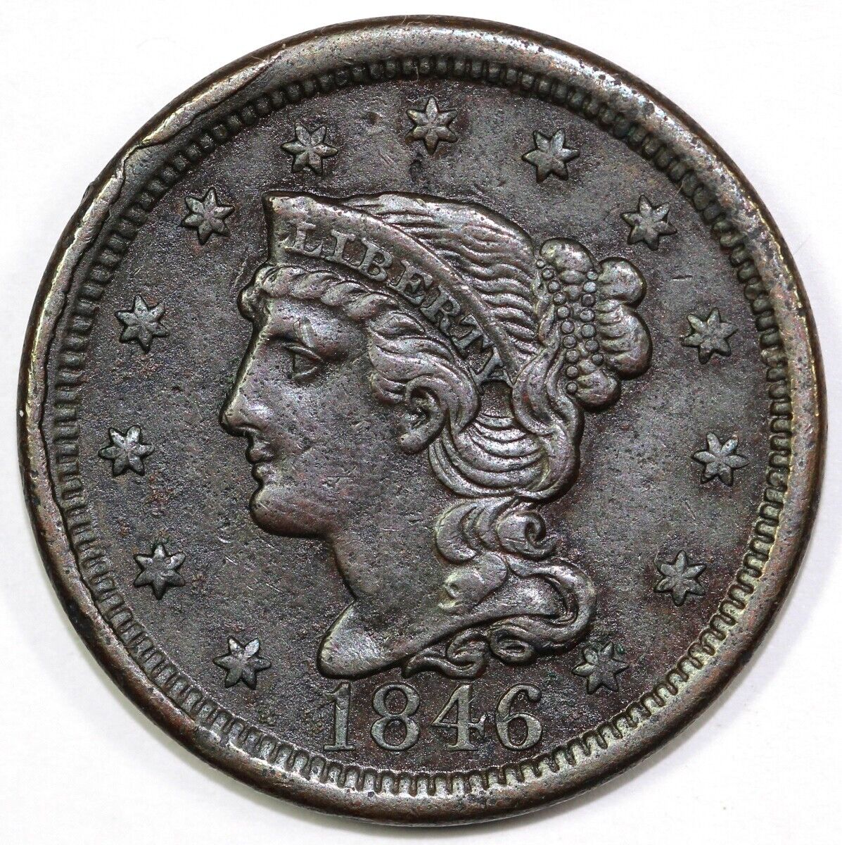 1846 1c N-12 Braided Hair Large Cent