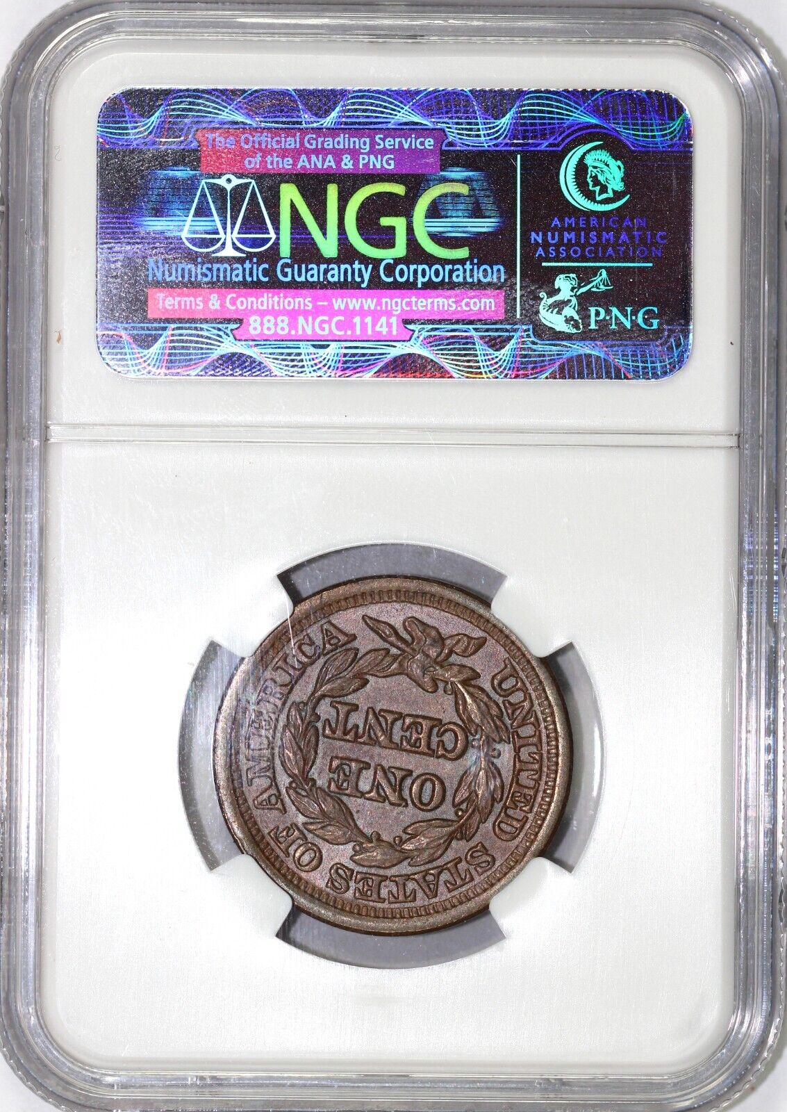 1847 1c N-5 Braided Hair Large Cent NGC MS 61