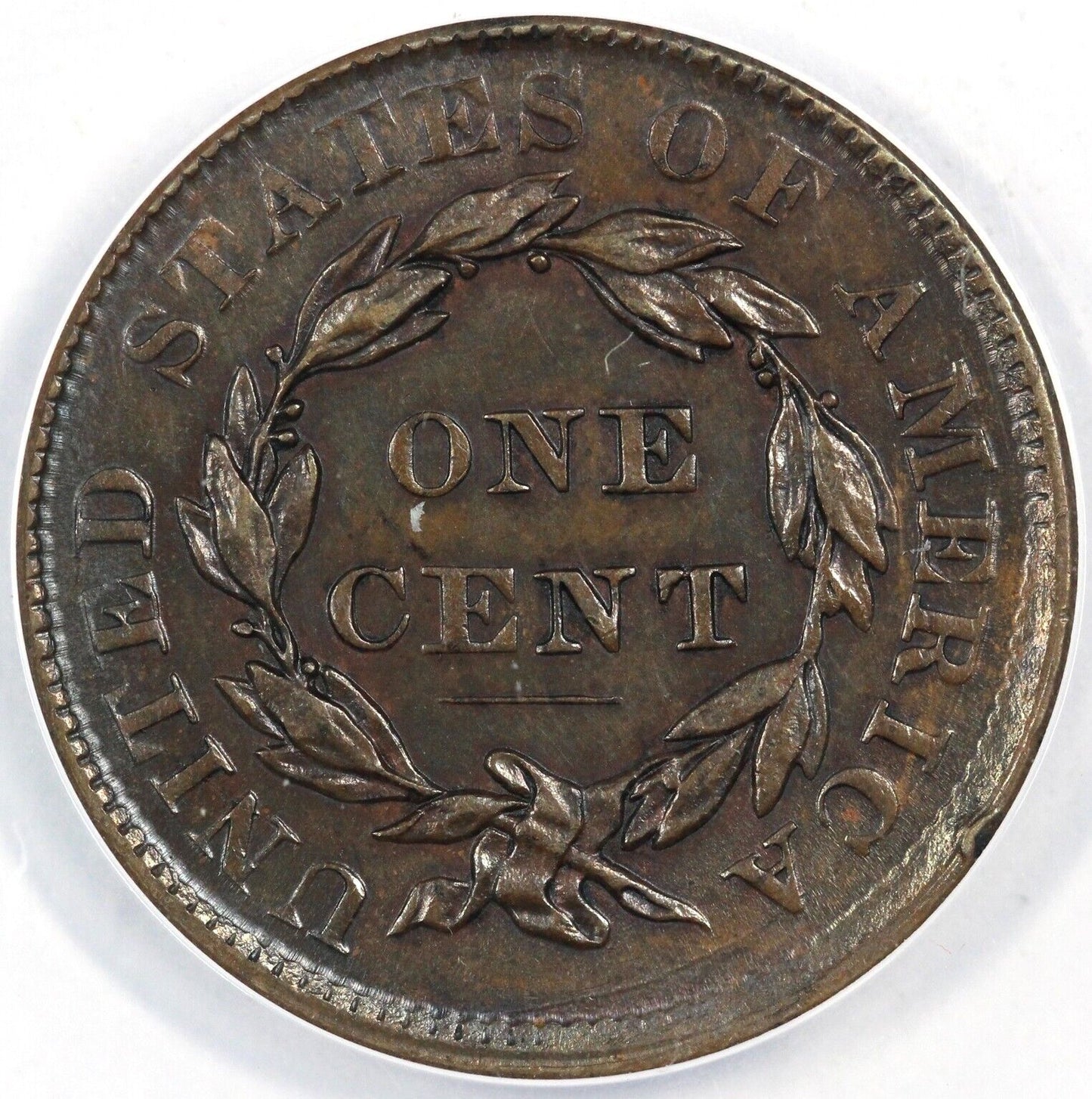 1836 1c Matron Head Large Cent ANACS MS 62 BN