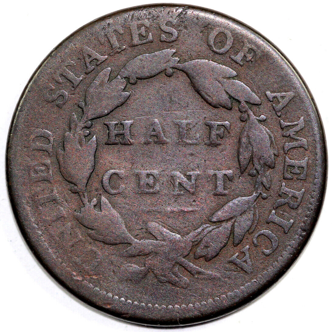 1809 1/2c Classic Head Half Cent With Tag