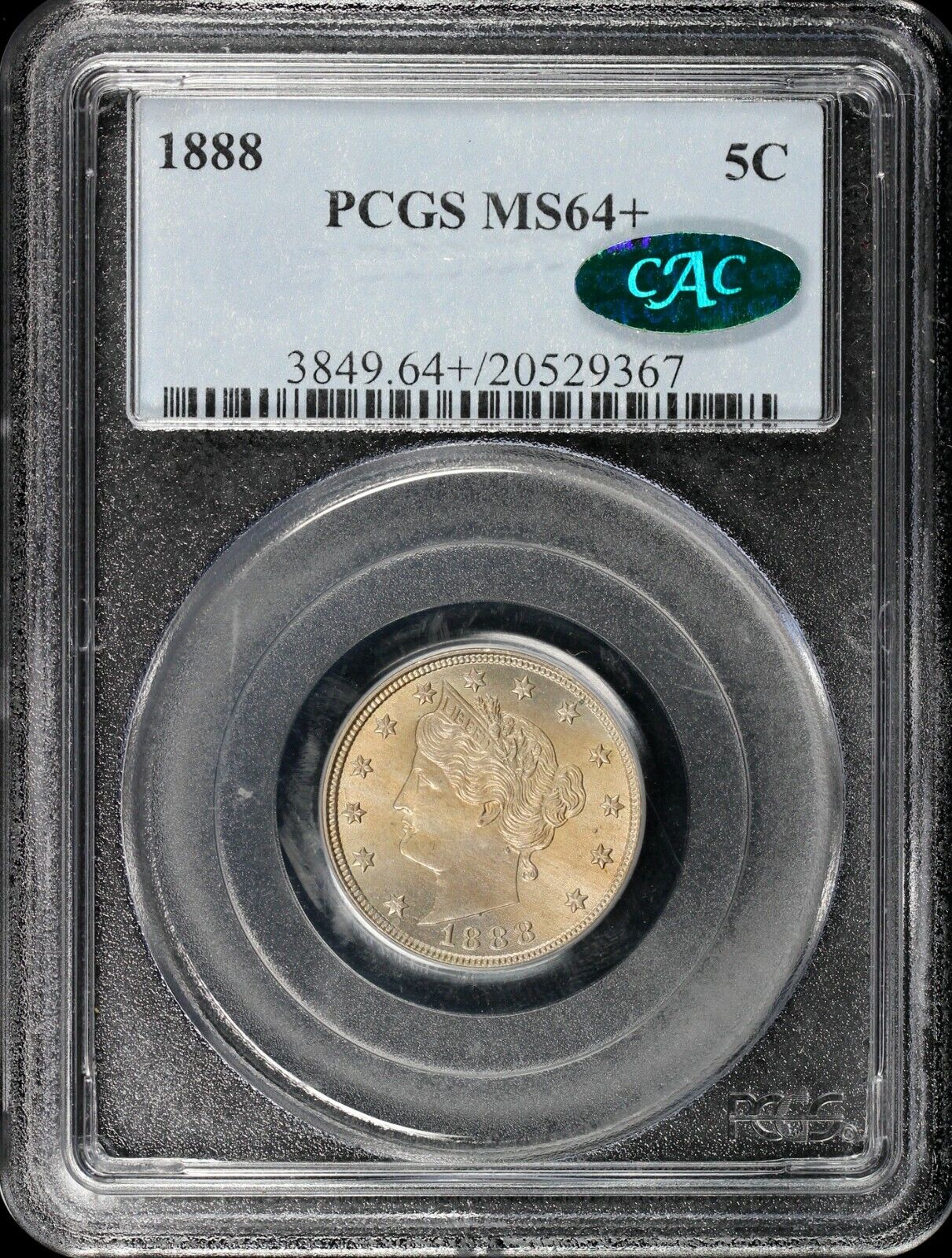 1888 5c Liberty Nickel PCGS and CAC MS 64+
