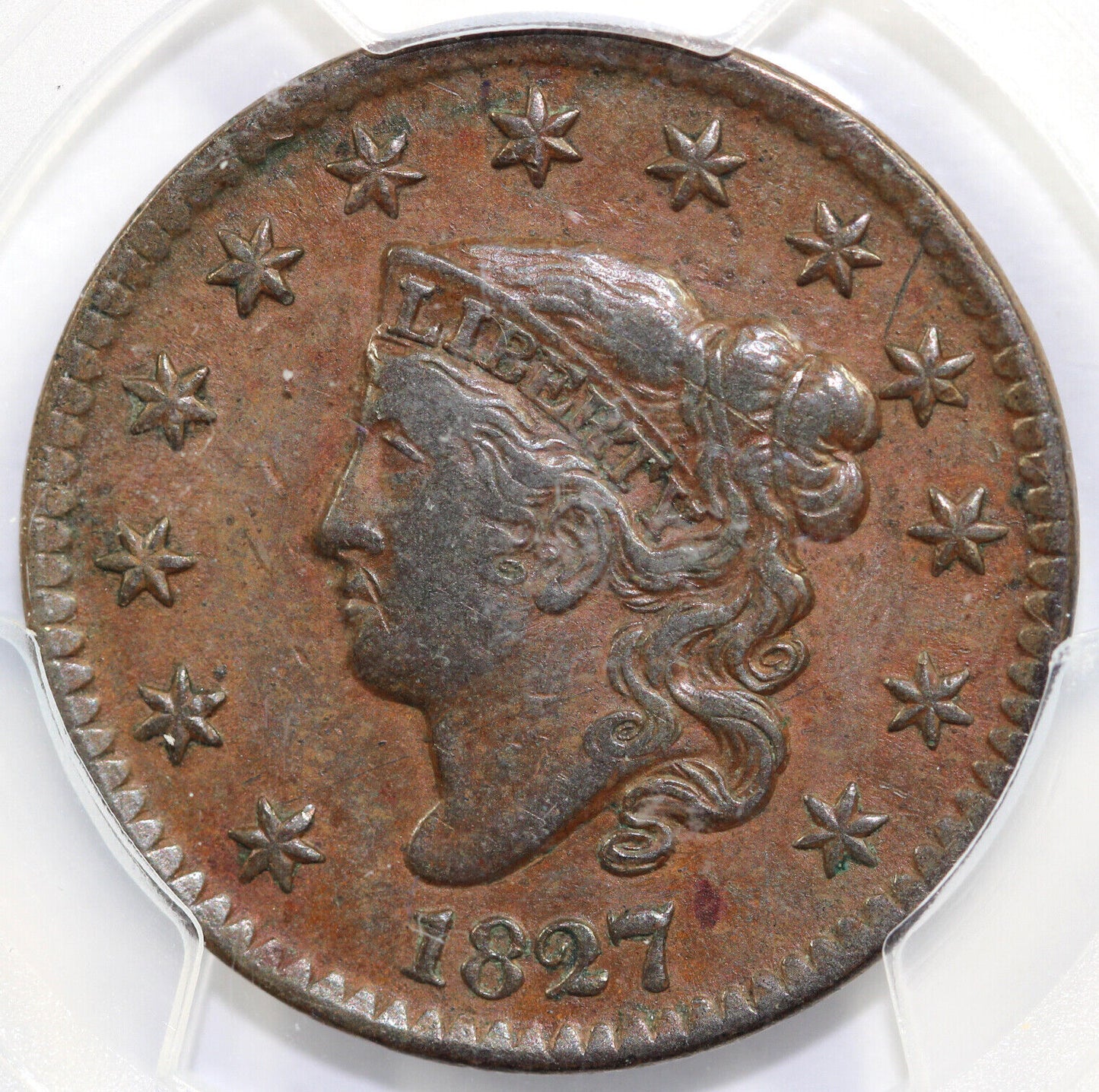 1827 1c Coronet or Matron Head Large Cent PCGS VF 35