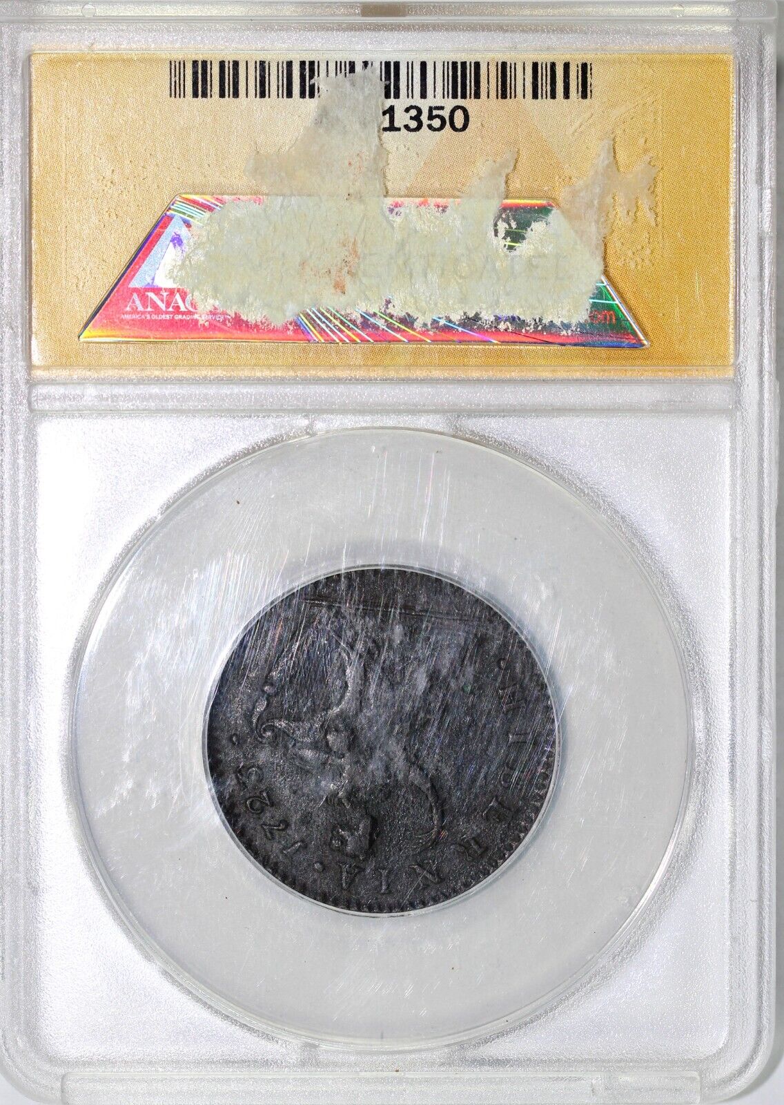 1723 1/2p W-12850 Woods Hibernia Colonial Half Penny ANACS VF 30