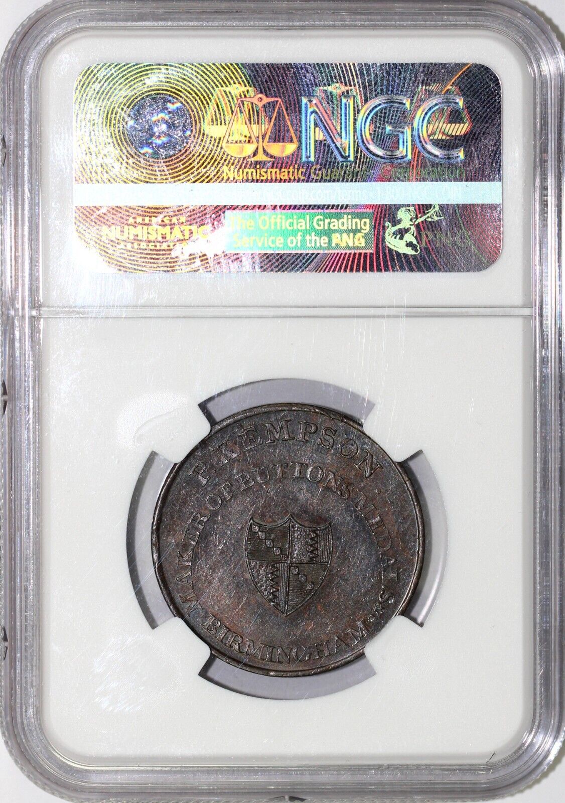 1790's 1/2p D&H-210 Warwickshire-Kempson's Conder Token NGC MS 61