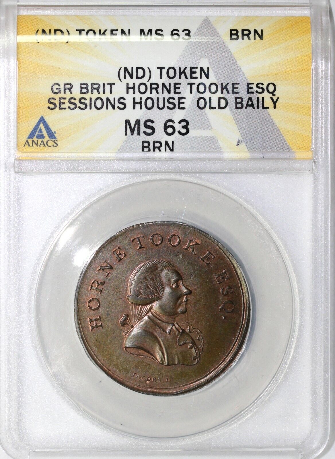 No Date Middlesex Spence Great Britain Sessions House Token ANACS MS 63 BN