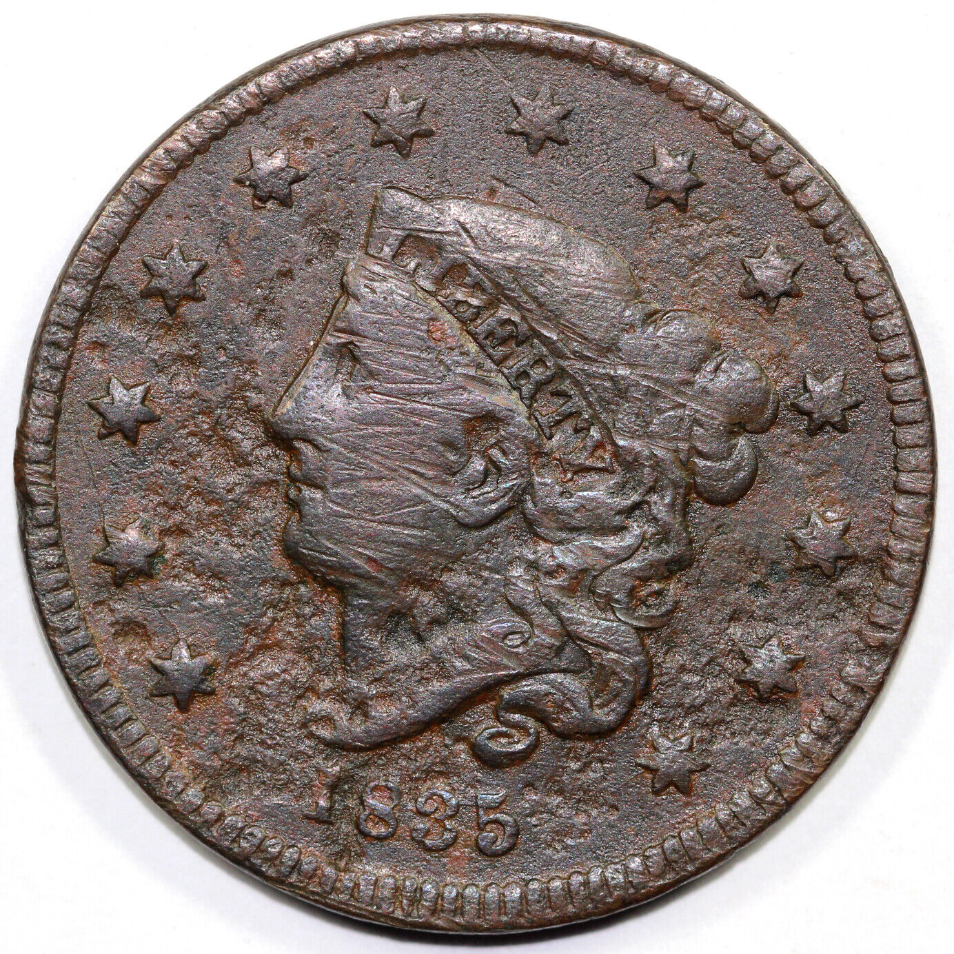 1835 1c N-10 Matron Head Large Cent