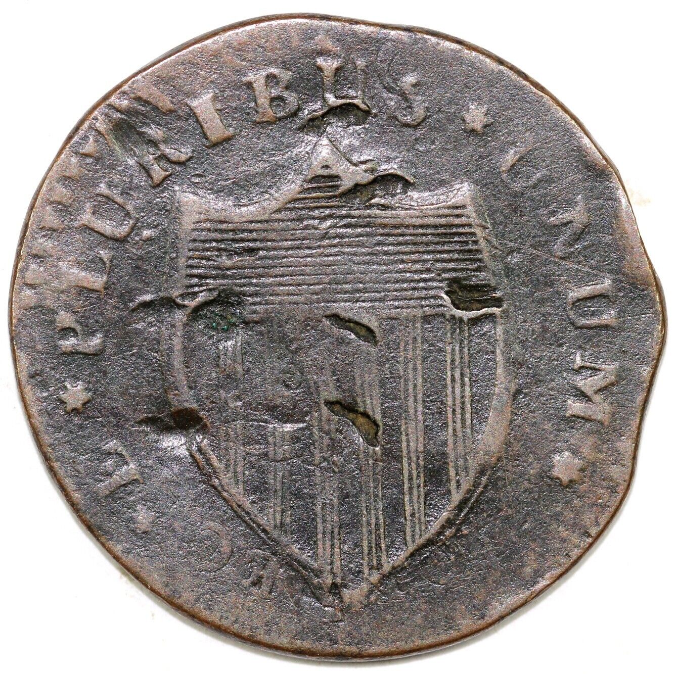 1787 1c M.34-J New Jersey Colonial Coin *Struck Over Connecticut*