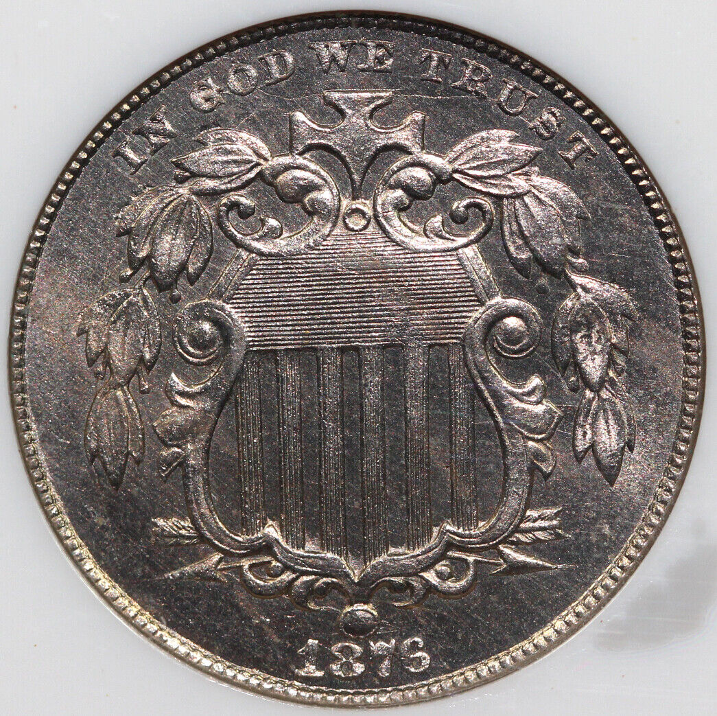 1876 5c Shield Nickel NGC and CAC MS 64