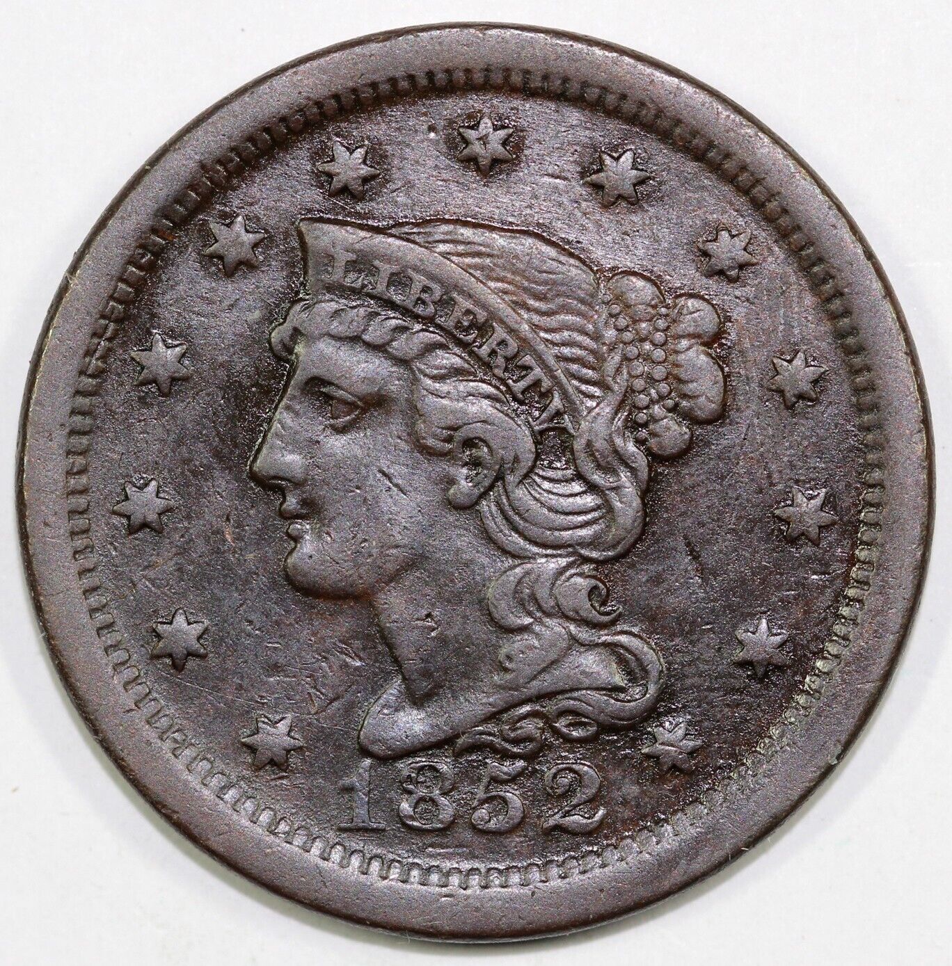 1852 1c N-23 Braided Hair Large Cent *EDS*