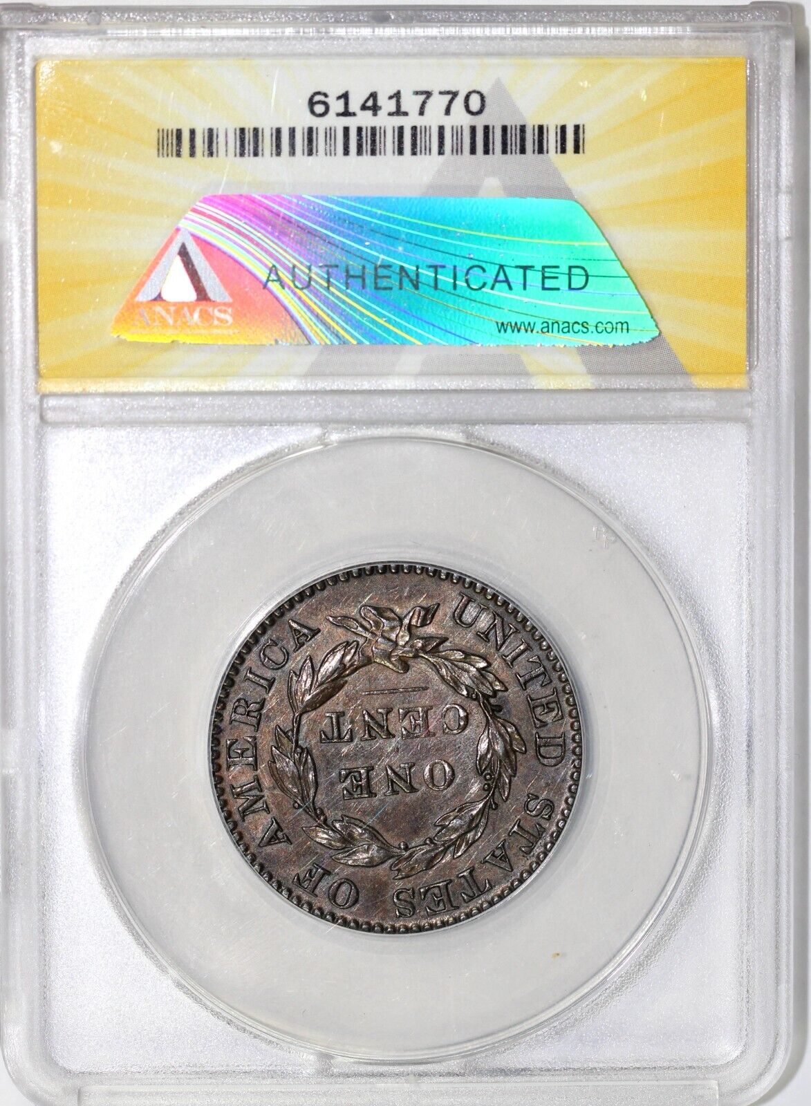 1822 1c Matron Head Large Cent ANACS AU 58 DETAILS TOOLED