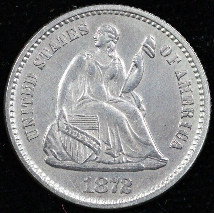 1872 H10c Seated Liberty Half Dime *Cleaned-Prooflike*