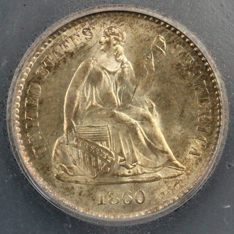 1860-O H10c Seated Liberty Half Dime ICG MS 65