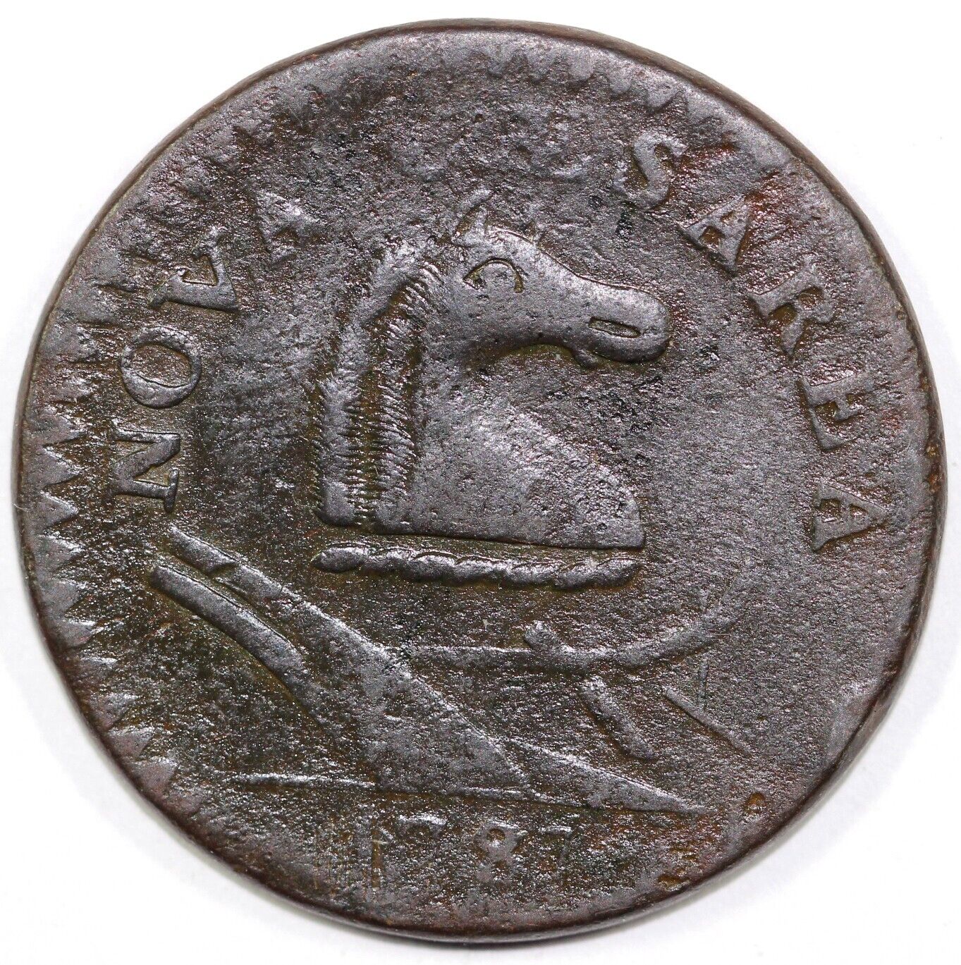 1787 1/2p M.44-D New Jersey Colonial Half Penny