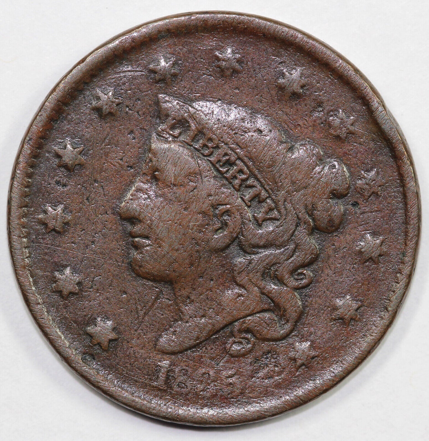 1835 1c N-19 Coronet or Matron Head Large Cent