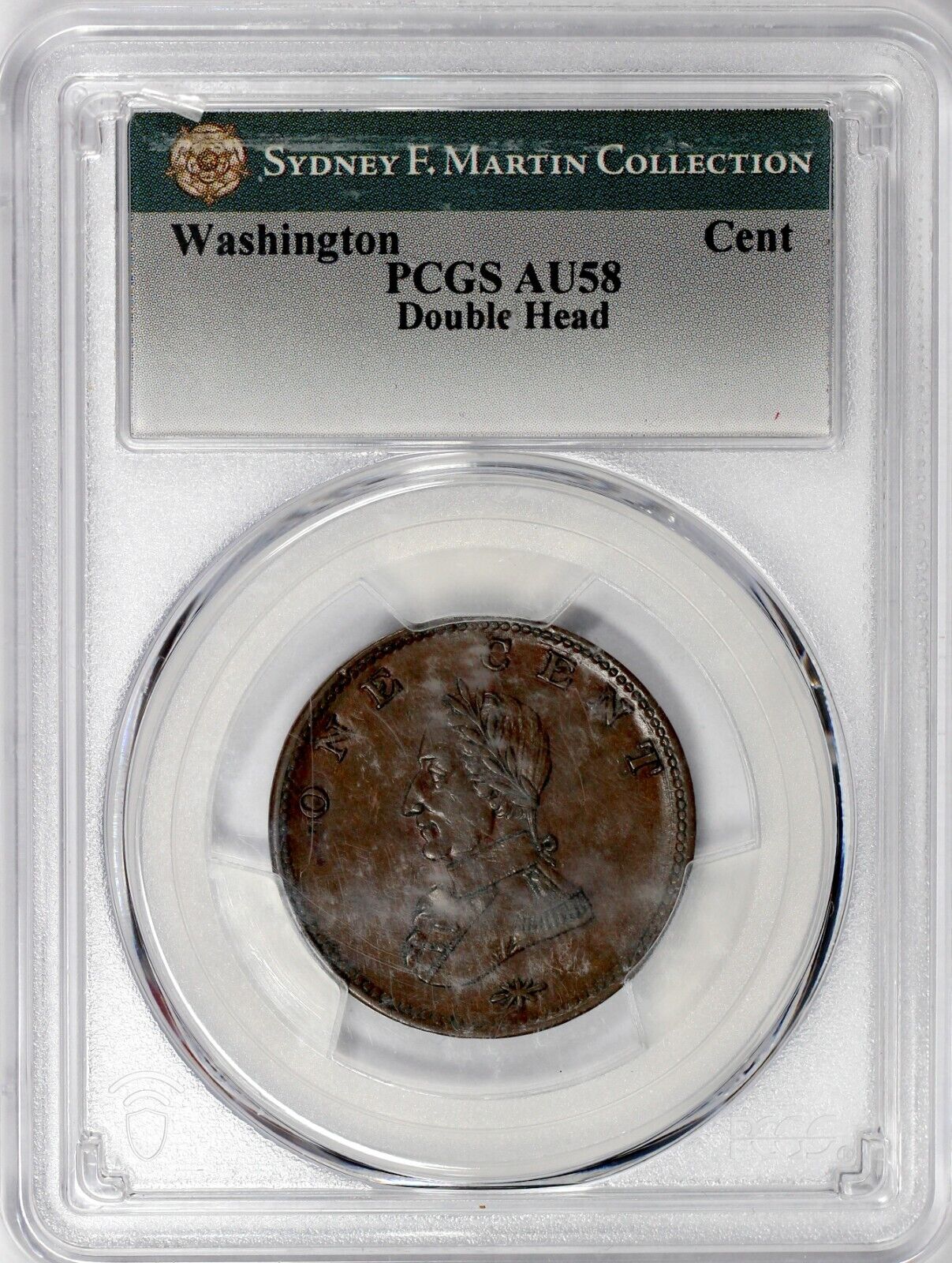 1783 Double Head Washington Colonial Copper Token PCGS AU 58 EX; SYD MARTIN