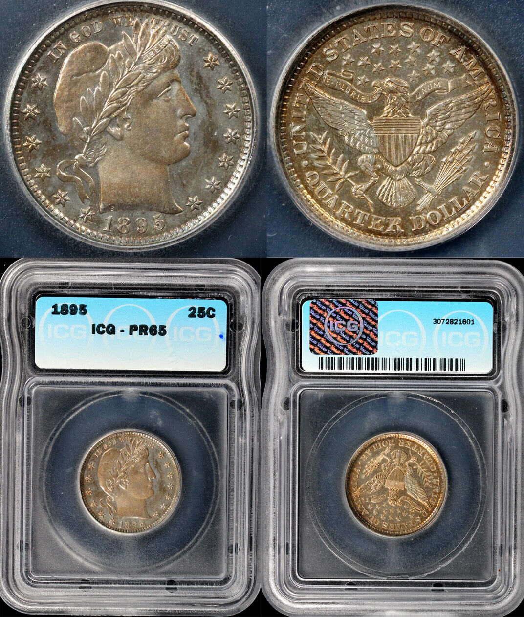 1895 25c Proof Barber Quarter ICG PR 65