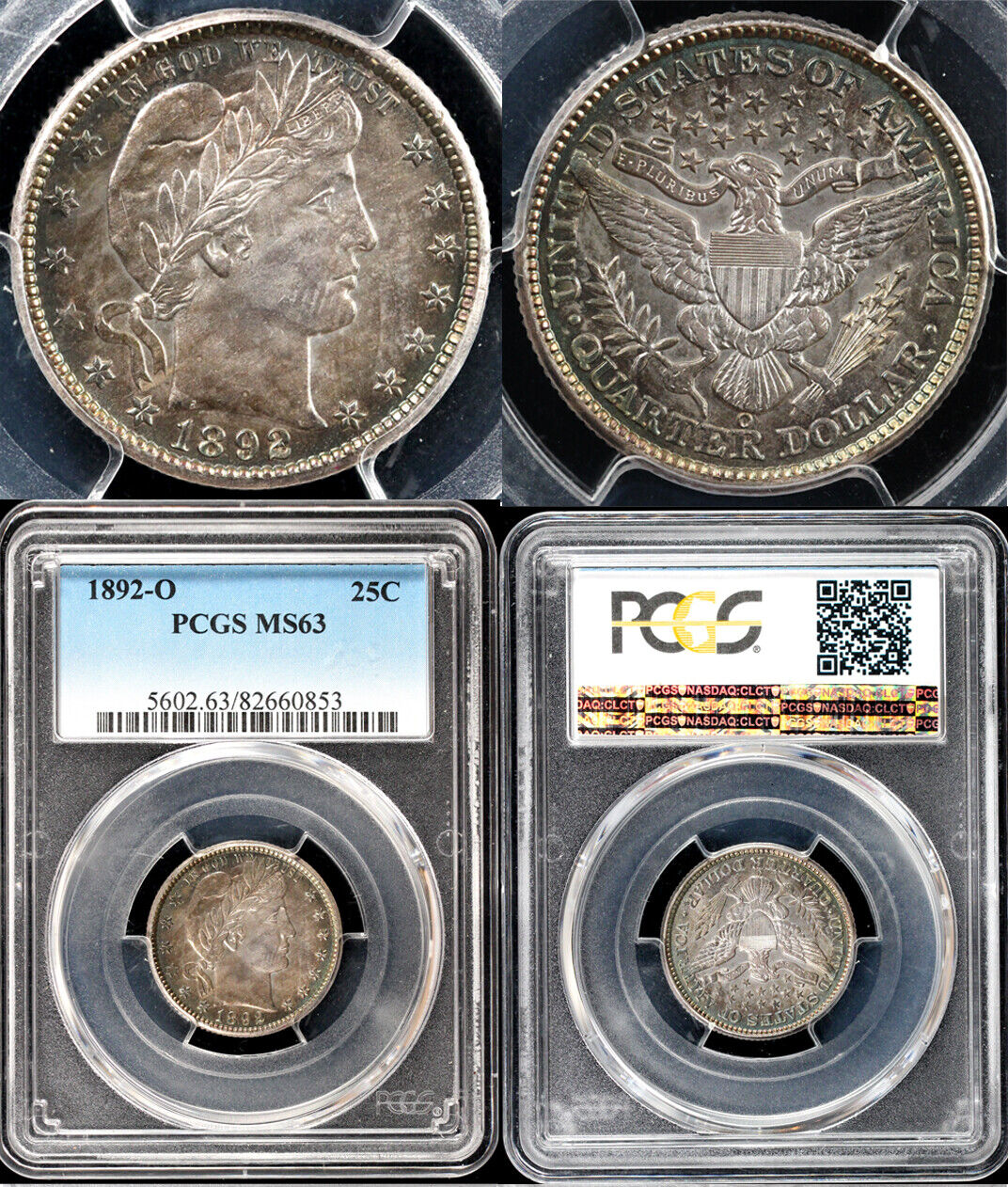 1892-O 25c Barber Quarter PCGS MS 63
