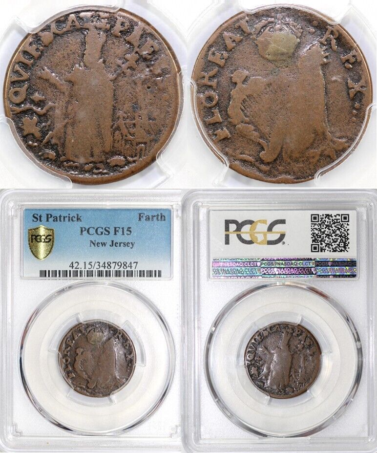 1667-69 New Jersey St. Patrick Farthing Breen 213a Griffee 42-5/5a PCGS F 15