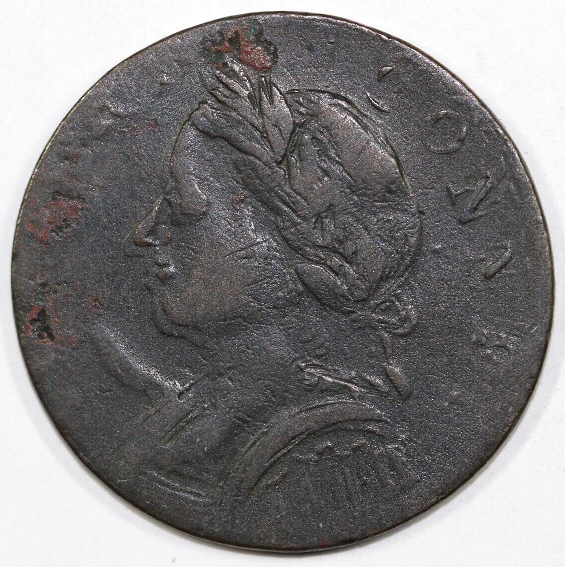 1787 1c M.4-L Horned Bust Double Struck Connecticut Colonial Copper Coin