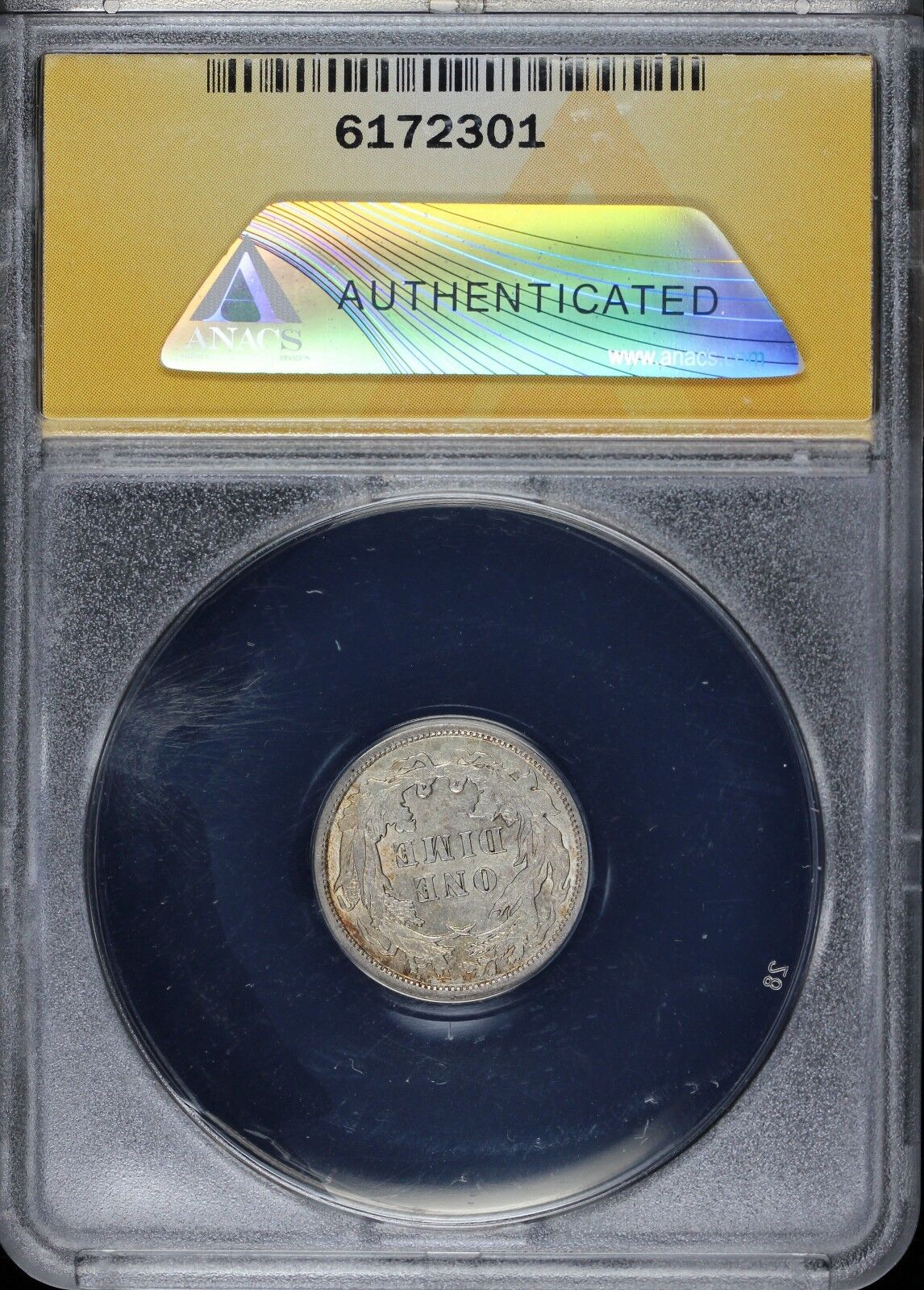 1891 10c Seated Liberty Dime ANACS AU 55 DETAILS CLEANED