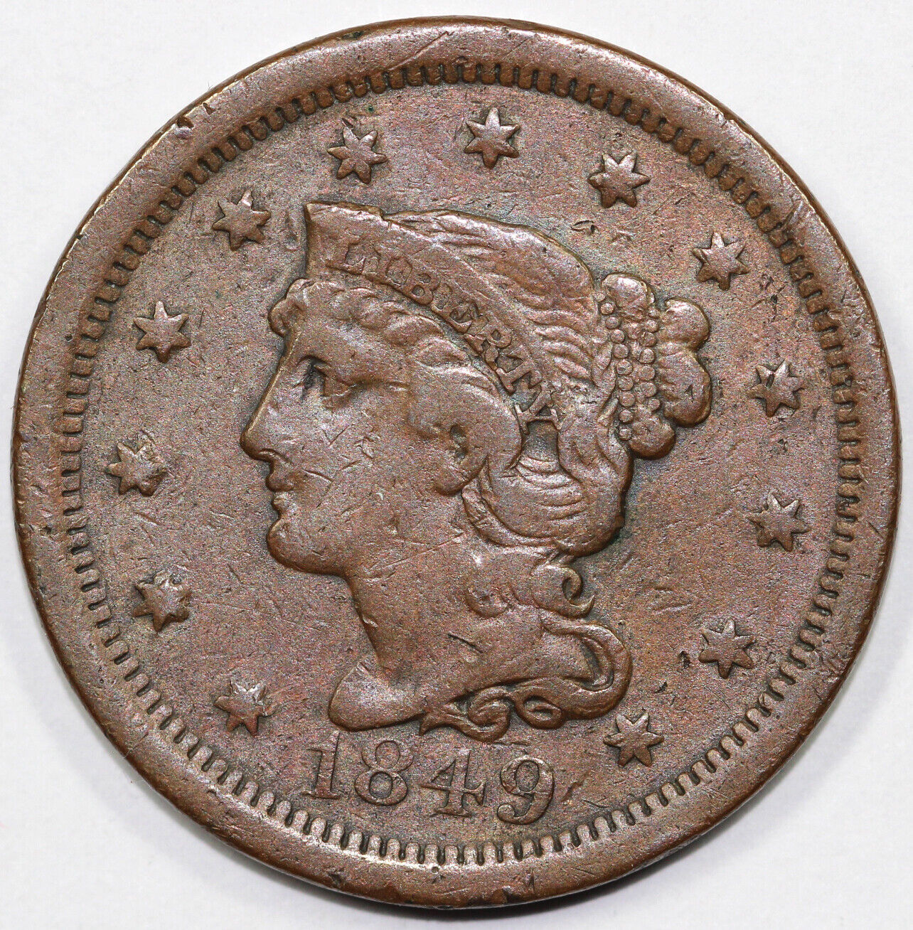 1849 1c N-10 Braided Hair Large Cent