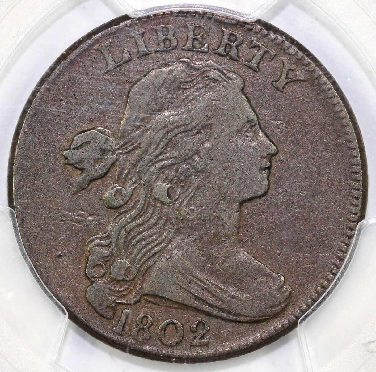 1802 1c Draped Bust Large Cent PCGS VF 35