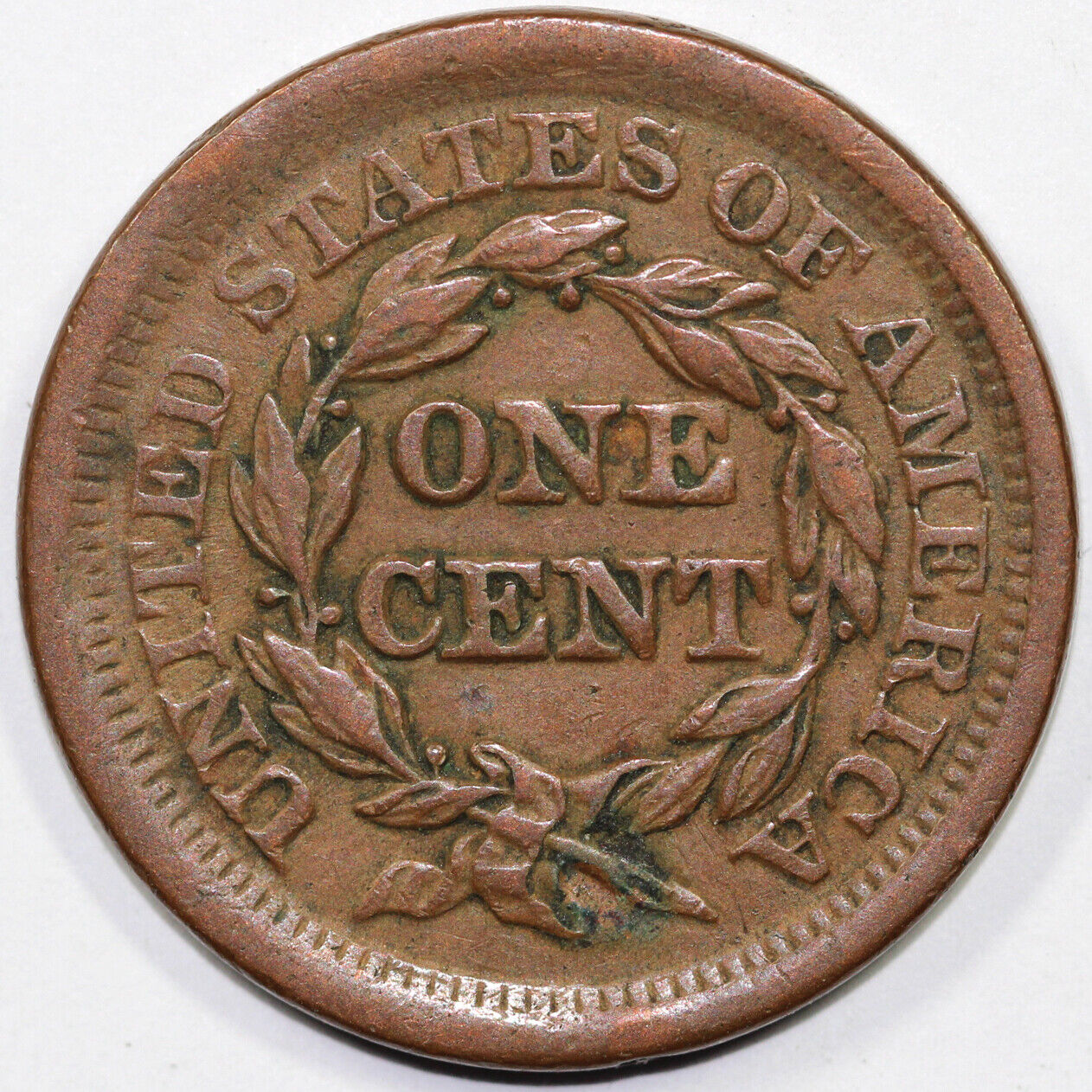 1854 1c Braided Hair Large Cent