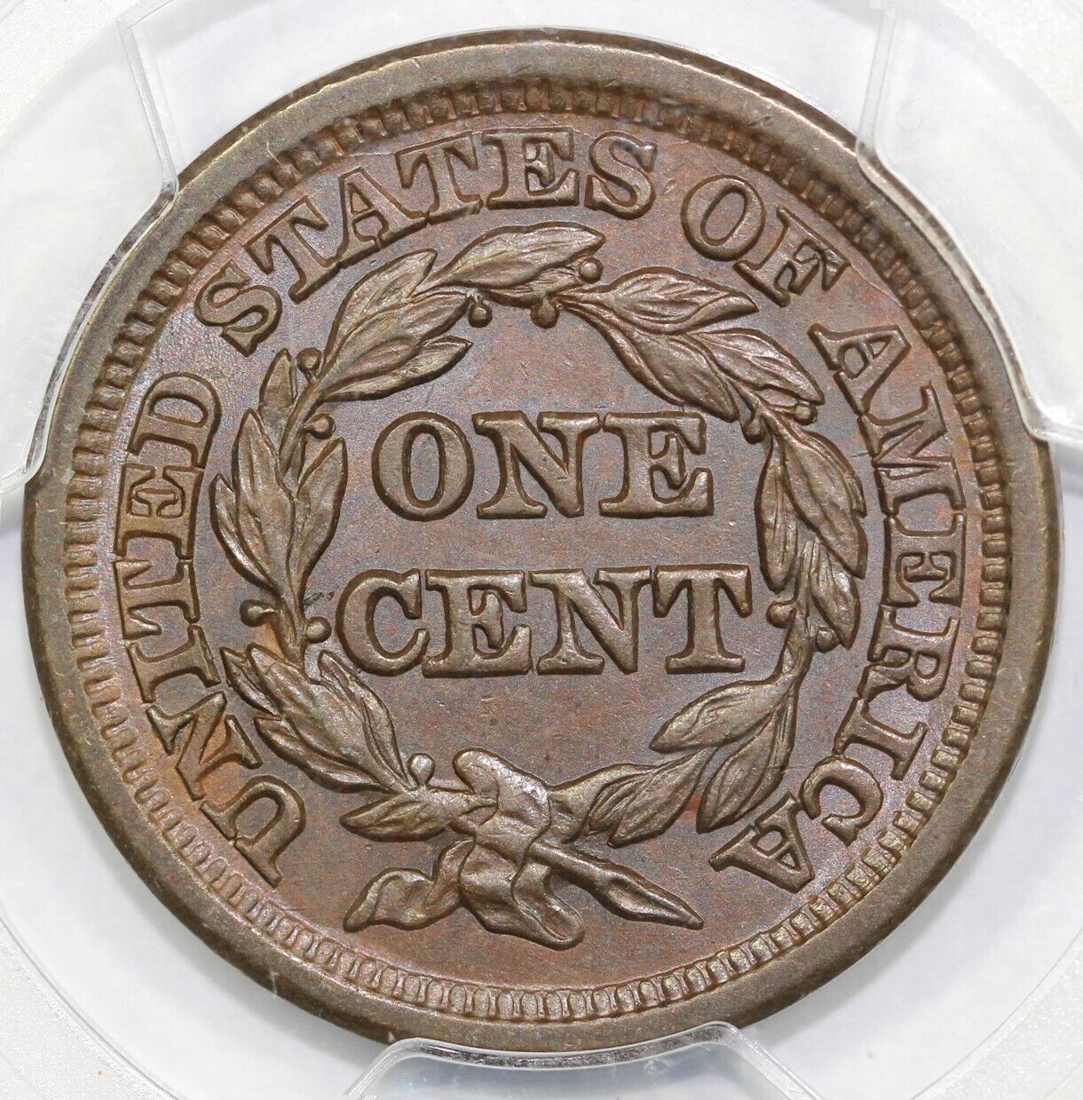 1847 1c Braided Hair Large Cent PCGS MS 63 BN