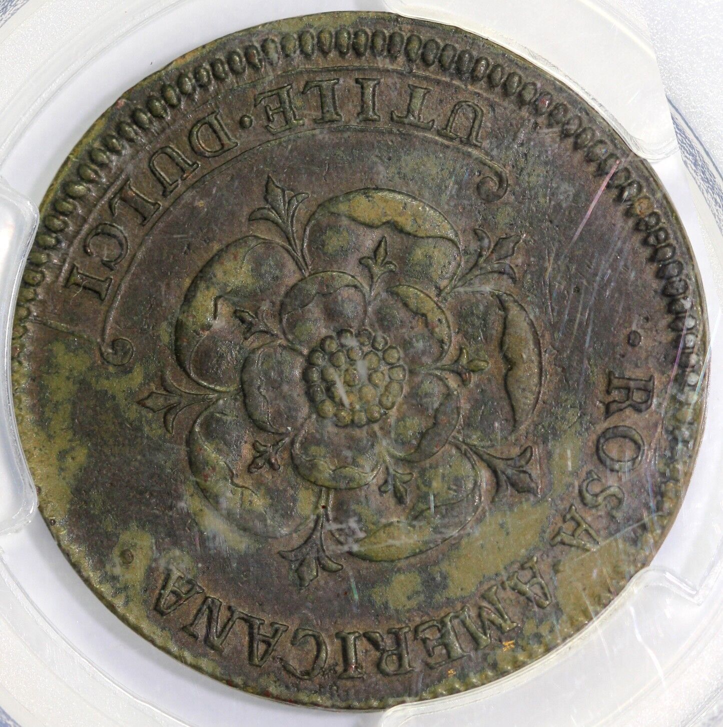 No Date 2 Pence Rosa Americana With Ribbon PCGS AU 55