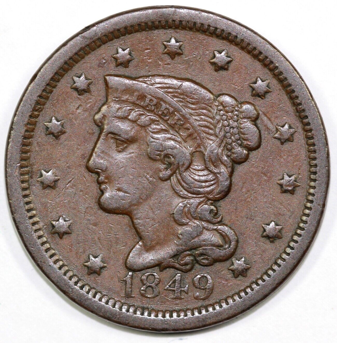 1849 1c N-9 Braided Hair Large Cent