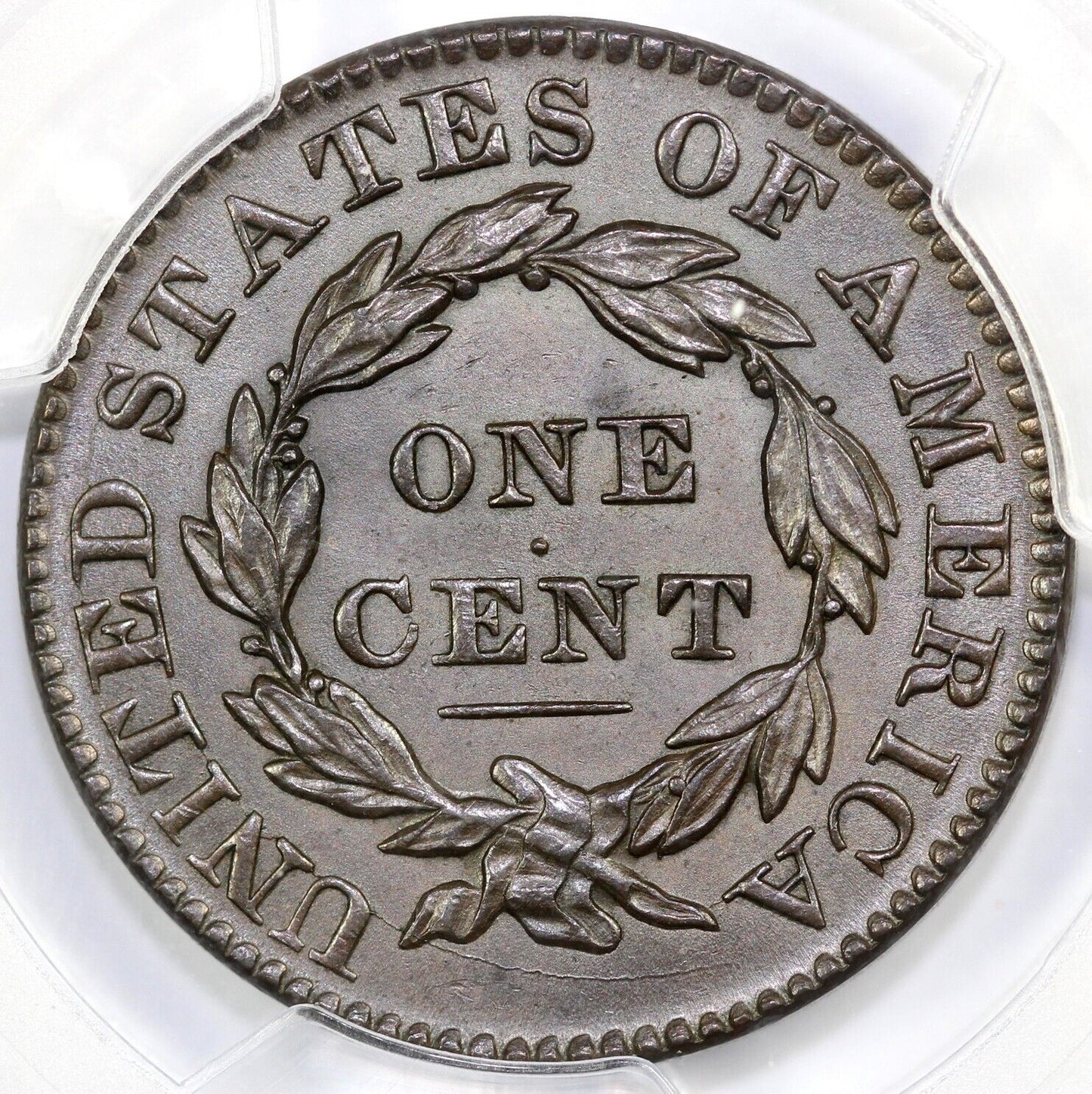 1831 1c N-8 Large Letters Coronet or Matron Head Large Cent PCGS MS 62 BN
