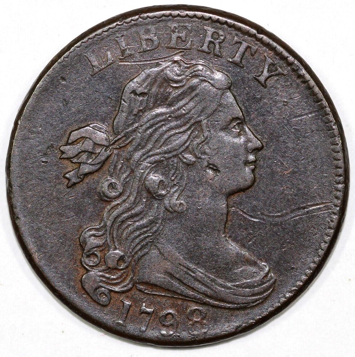 1798 1c S-166 2nd Hairstyle Large 8 Draped Bust Large Cent *LDS*