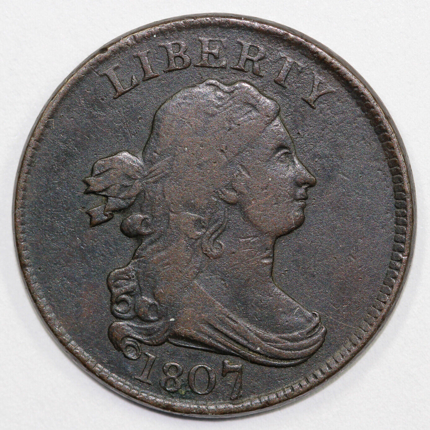 1807 1/2c Draped Bust Half Cent *Early Die State*