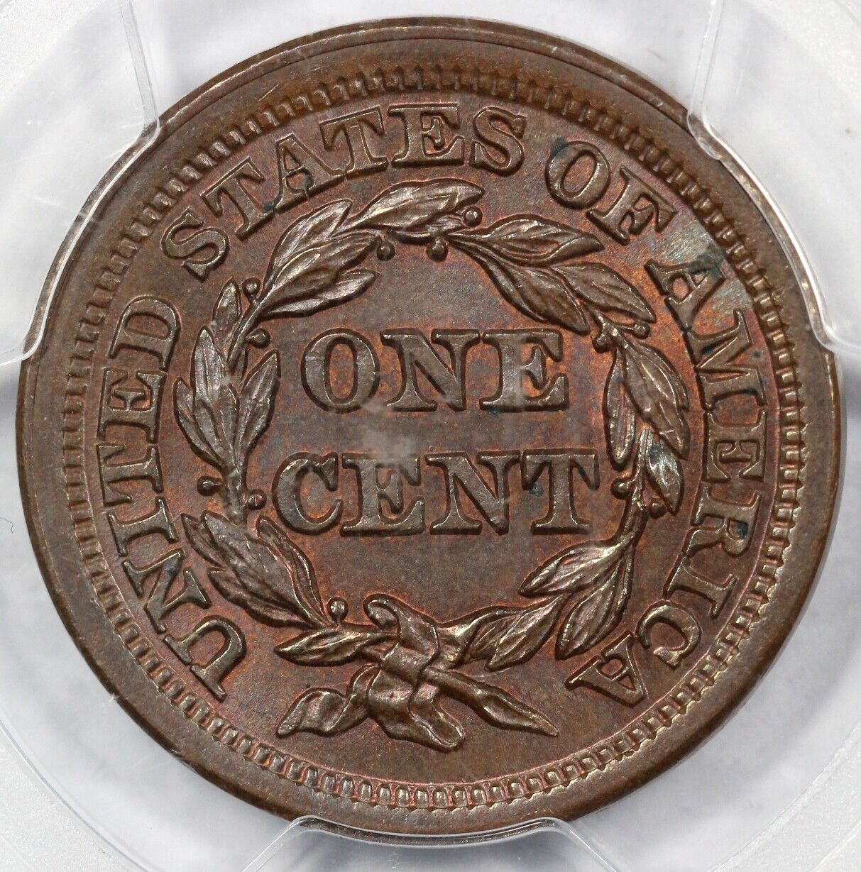 1853 1c Braided Hair Large Cent PCGS MS 65 BN