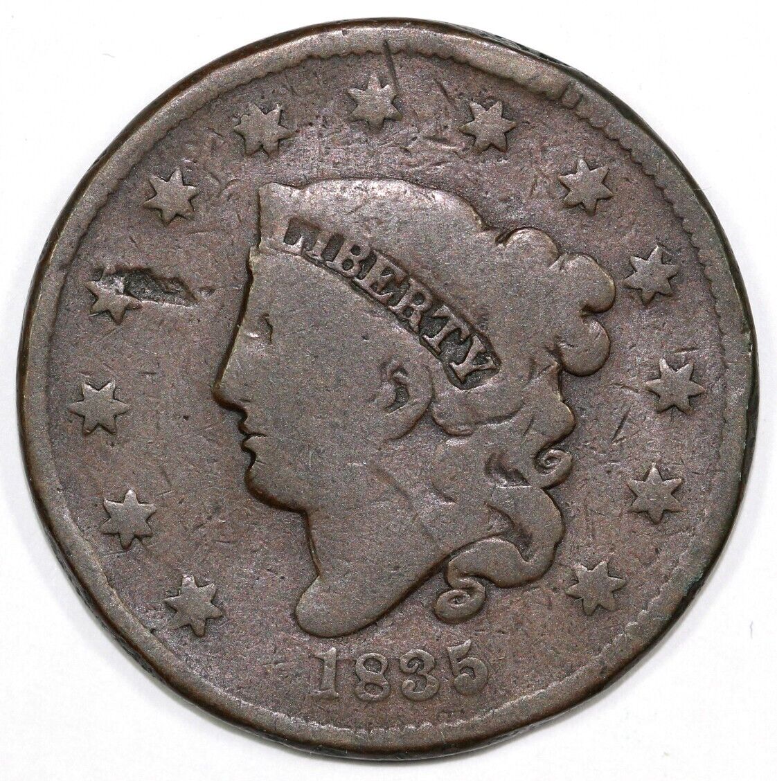1835 1c N-10 Matron Head Large Cent