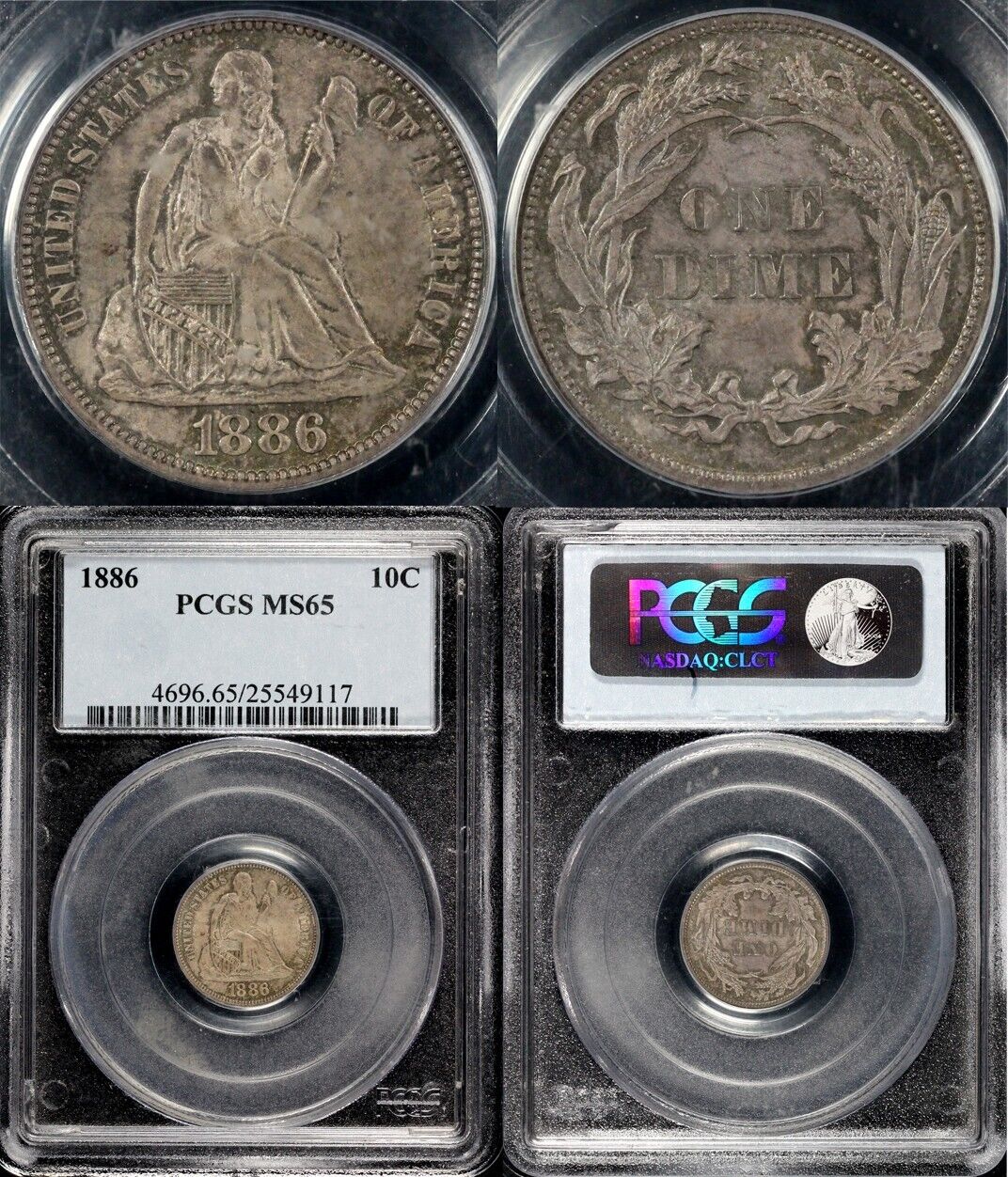 1886 10c Seated Liberty Dime PCGS MS 65