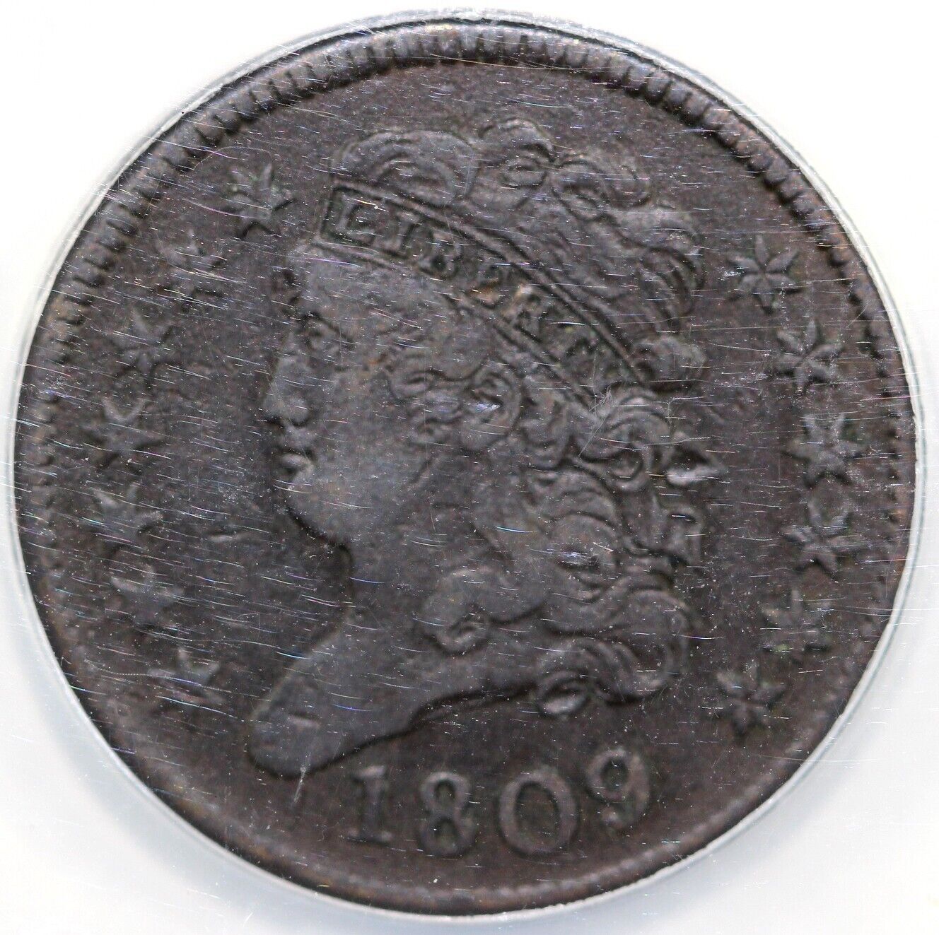 1809 1/2c Classic Head Half Cent ANACS VF 35 Details Corroded