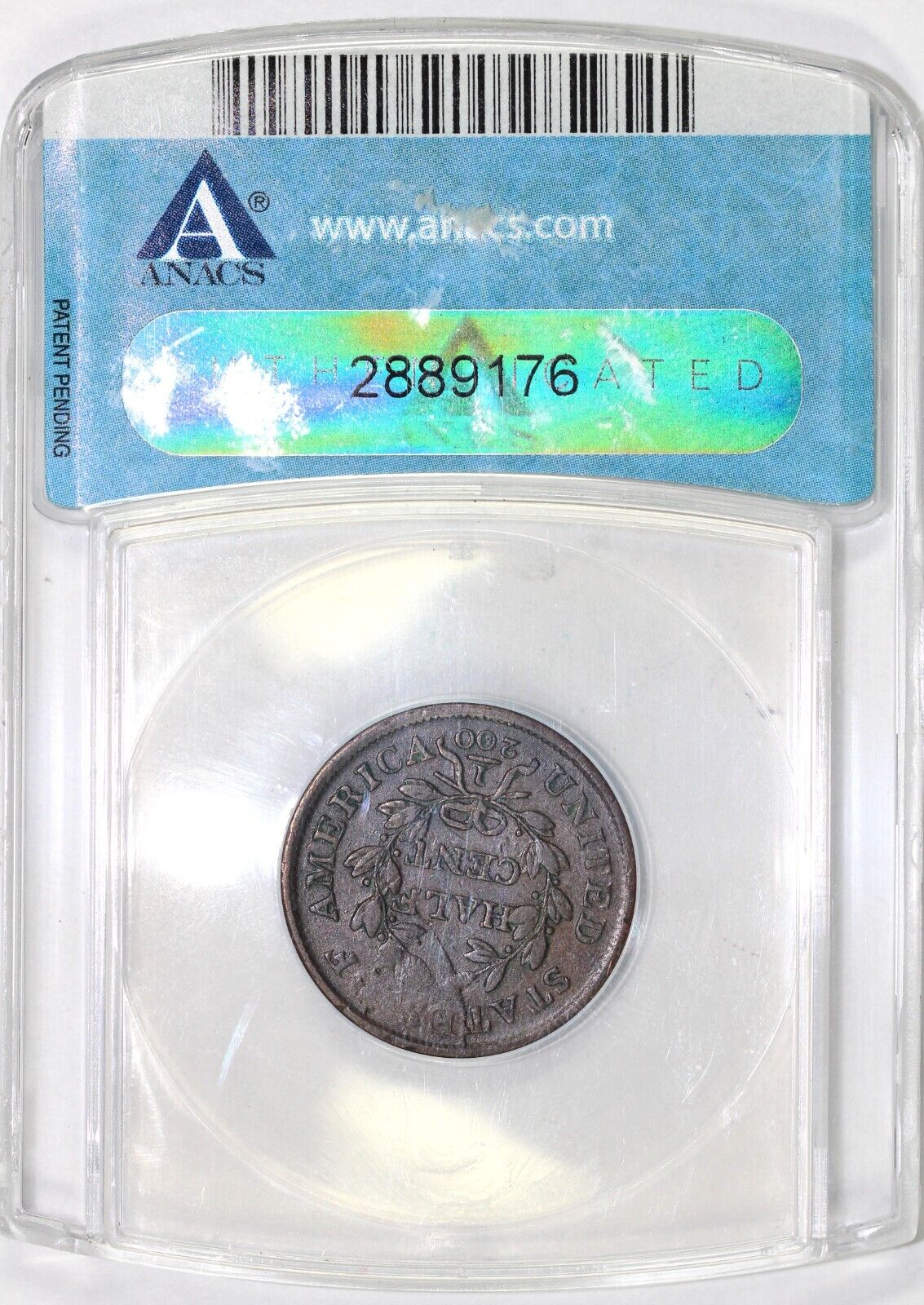 1804 1/2c C-1 Crosslet 4 with Stems Draped Bust Half Cent ANACS VF 35