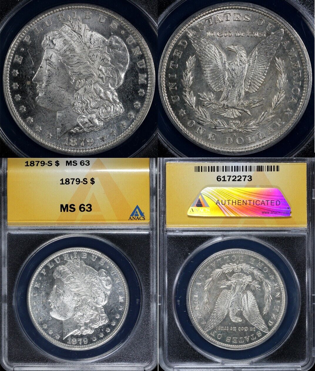 1879-S $1 Morgan Dollar ANACS MS 63