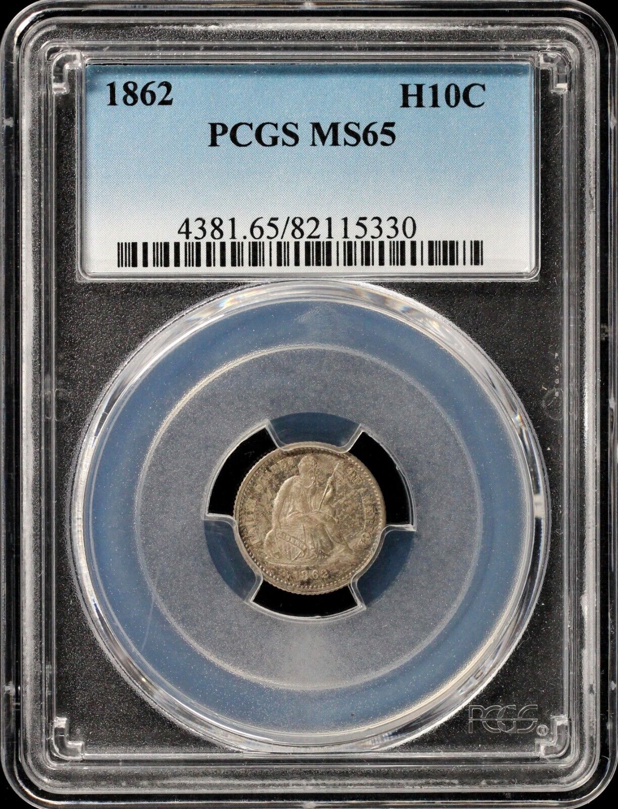 1862 H10c Seated Liberty Half Dime PCGS MS 65