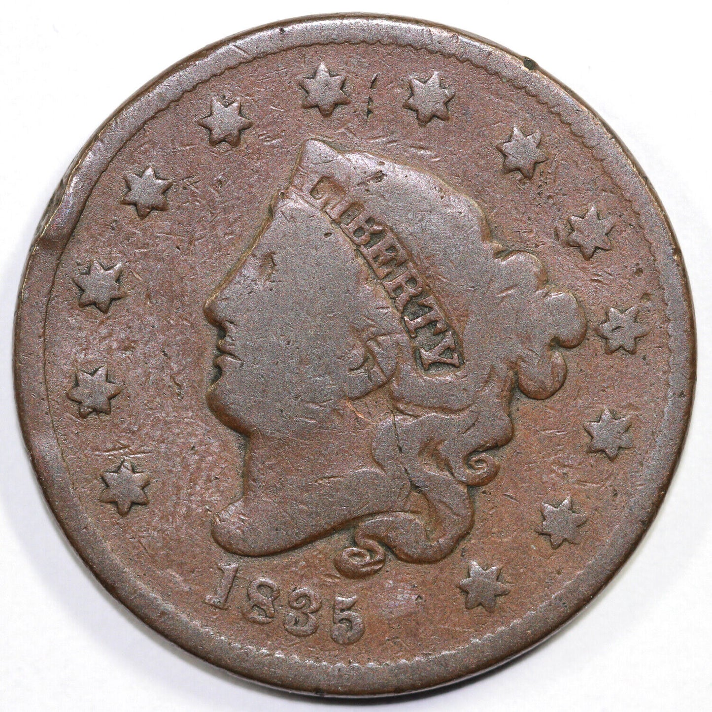 1835 1c N-10 Matron Head Large Cent