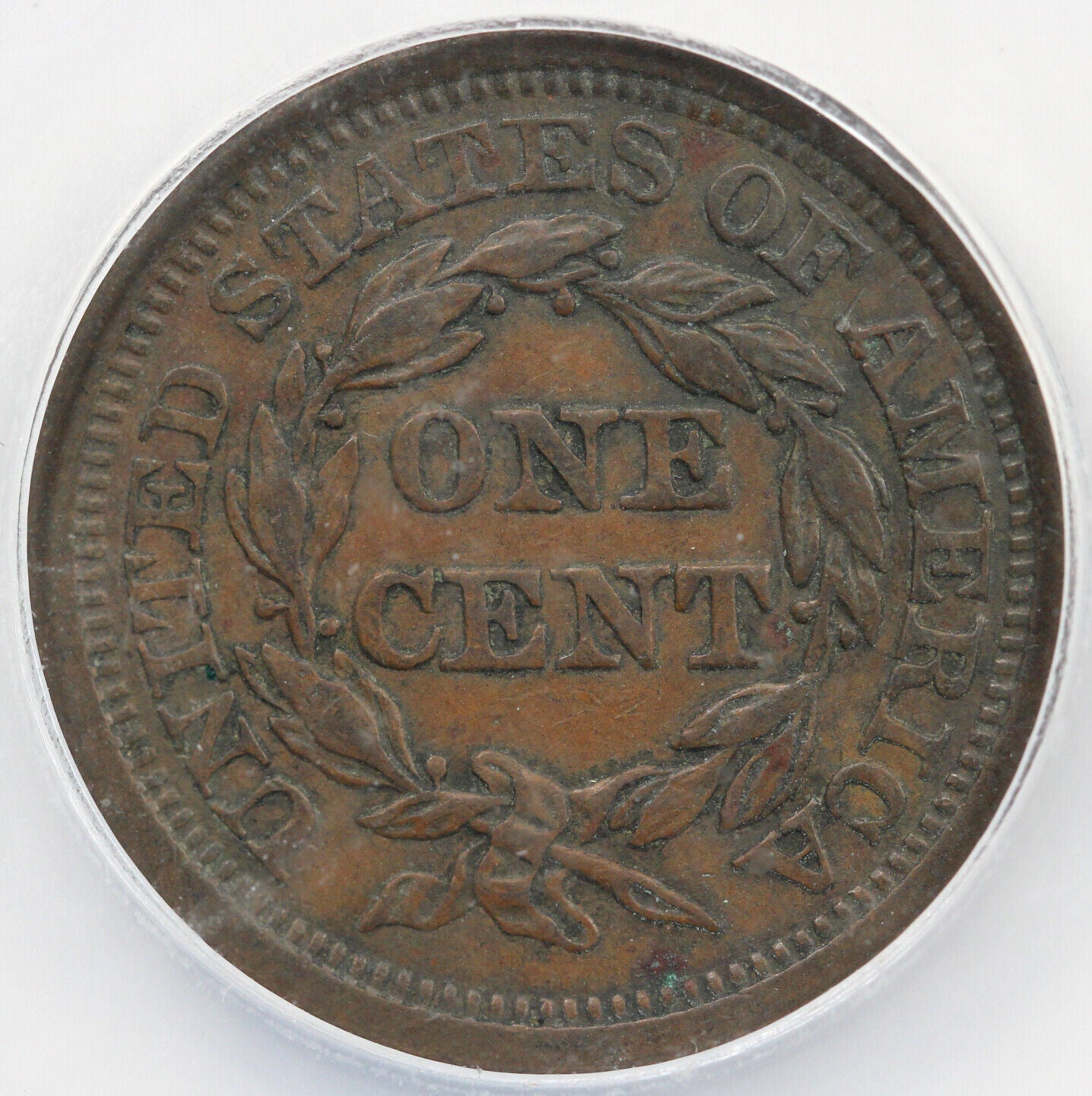 1853 1c N-15 Braided Hair Large Cent ICG AU 50