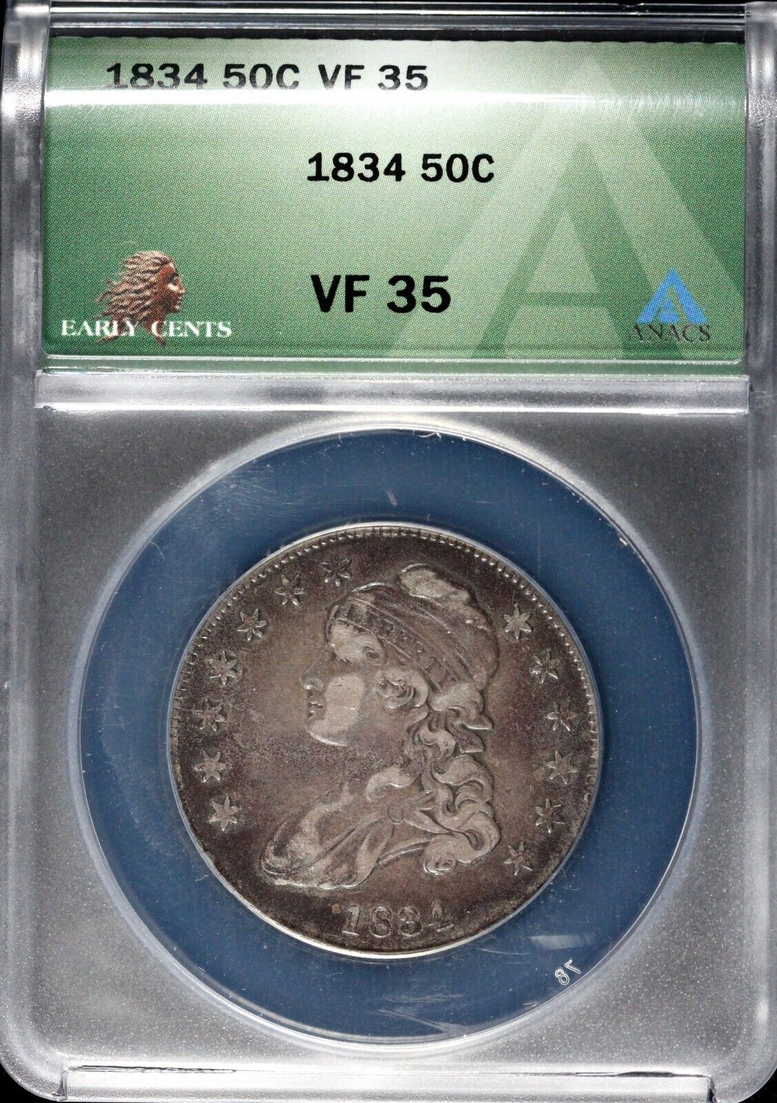 1834 50c Capped Bust Half Dollar ANACS VF 35