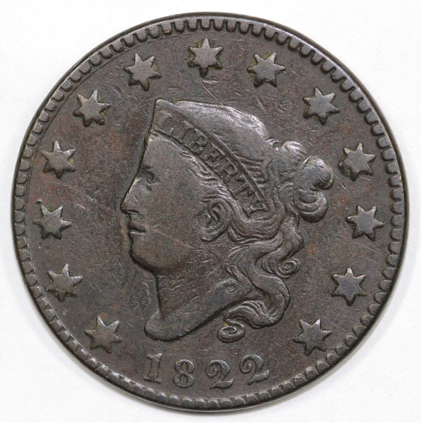 1822 1c Coronet or Matron Head Large Cent