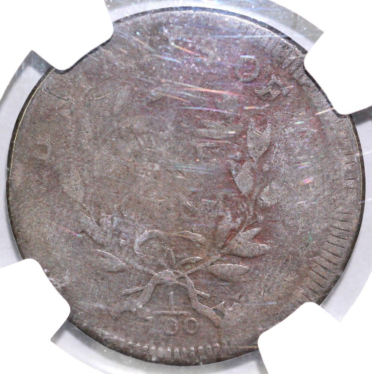 1797 1c Stems Rev of 97 Struck Off Center Draped Bust Large Cent NGC GOOD 6