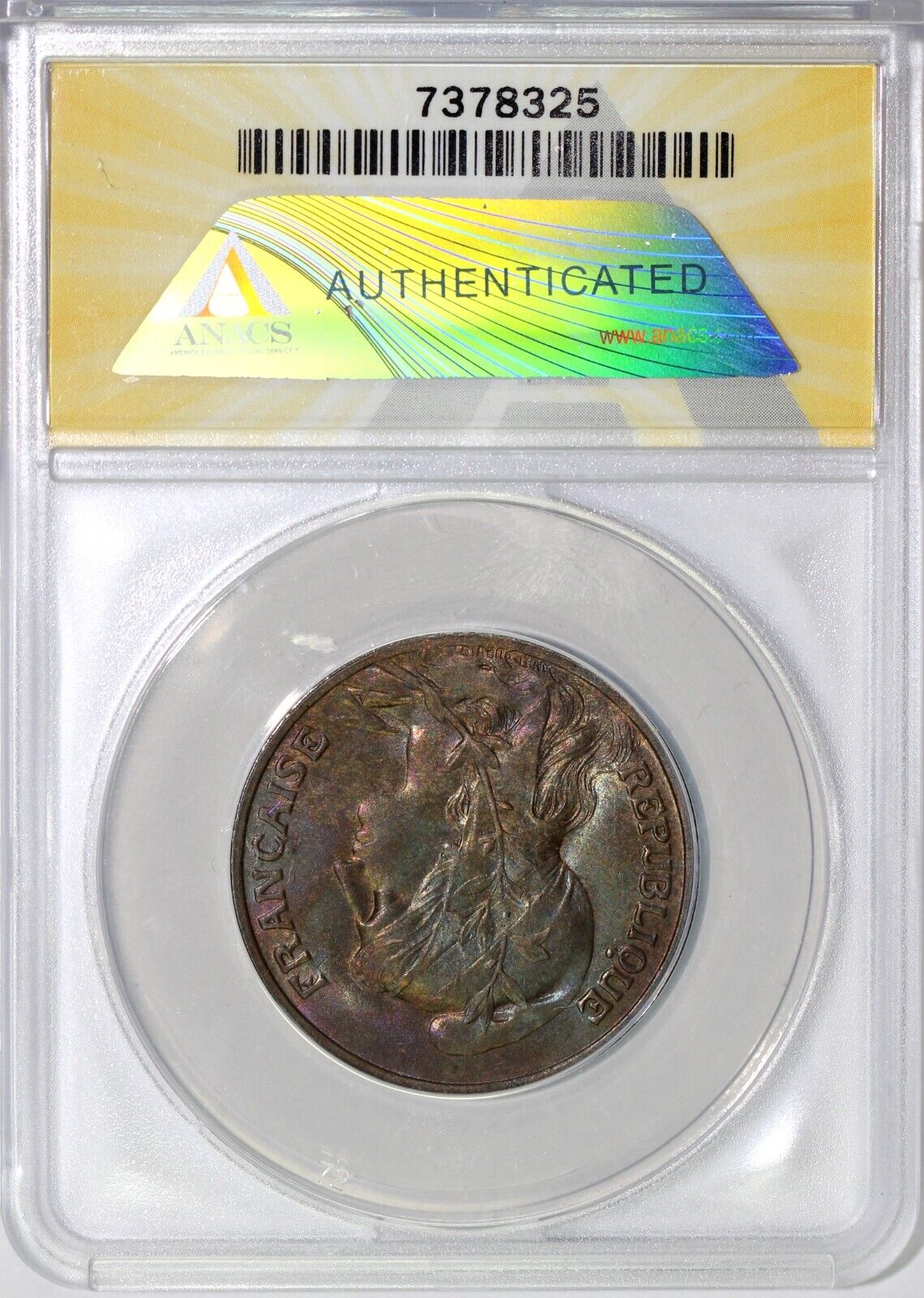 1907 10c Republic of France 10 Centimes ANACS AU 58