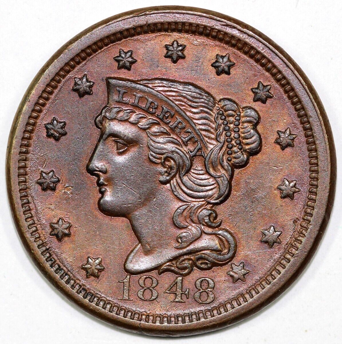 1848 1c N-25 Braided Hair Large Cent