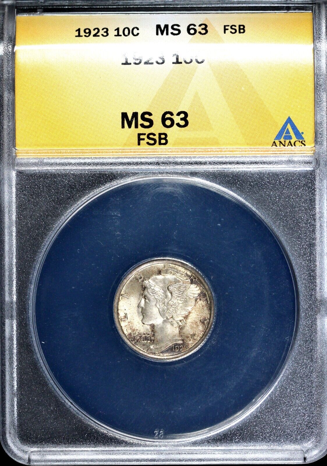 1923 10c Mercury Dime ANACS MS 63 FSB